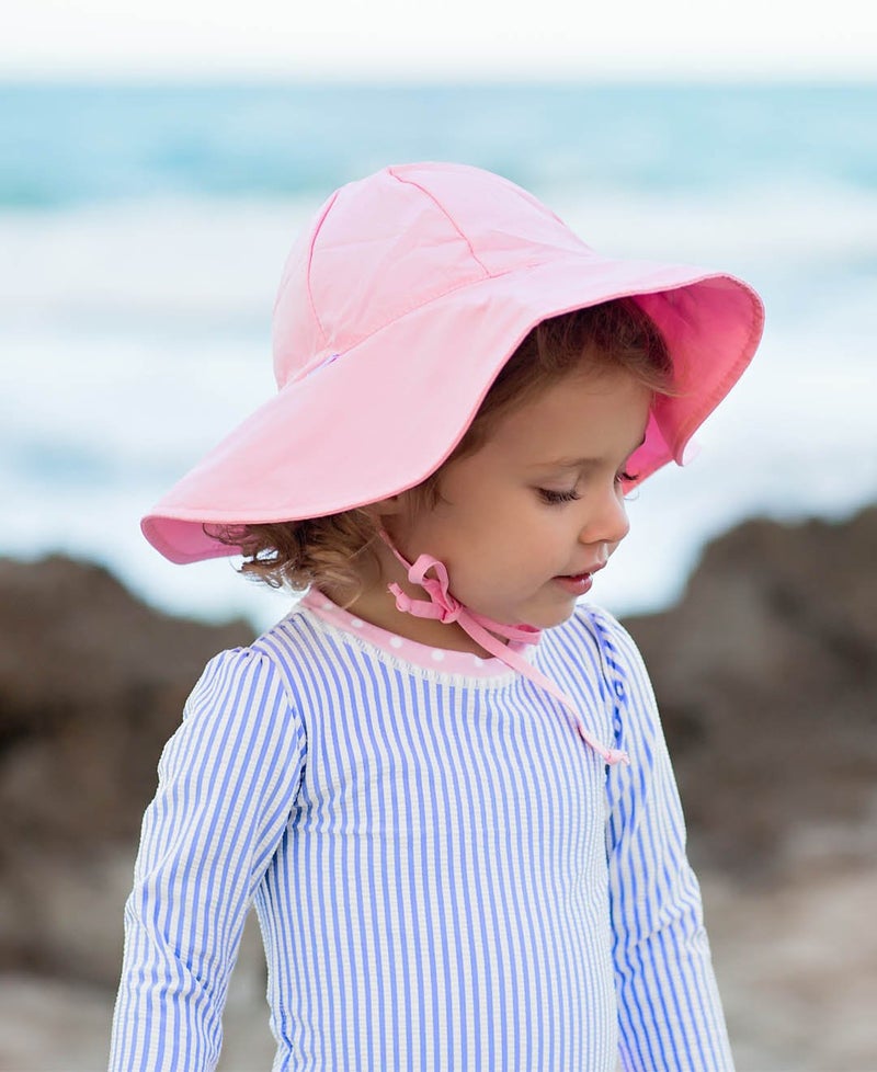 RuffleButtsÂ® Baby/Toddler Girls Baby/Toddler Sun Hat with UPF 50+ Sun Protection and Floppy Wide Brim - Pink, 2T-4T - Image 4